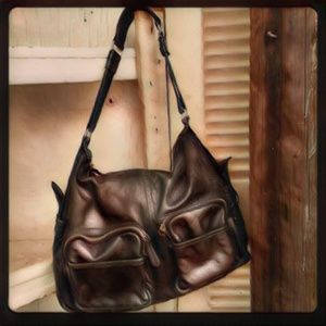 Black leather TANO handbag shoulder bag vintage